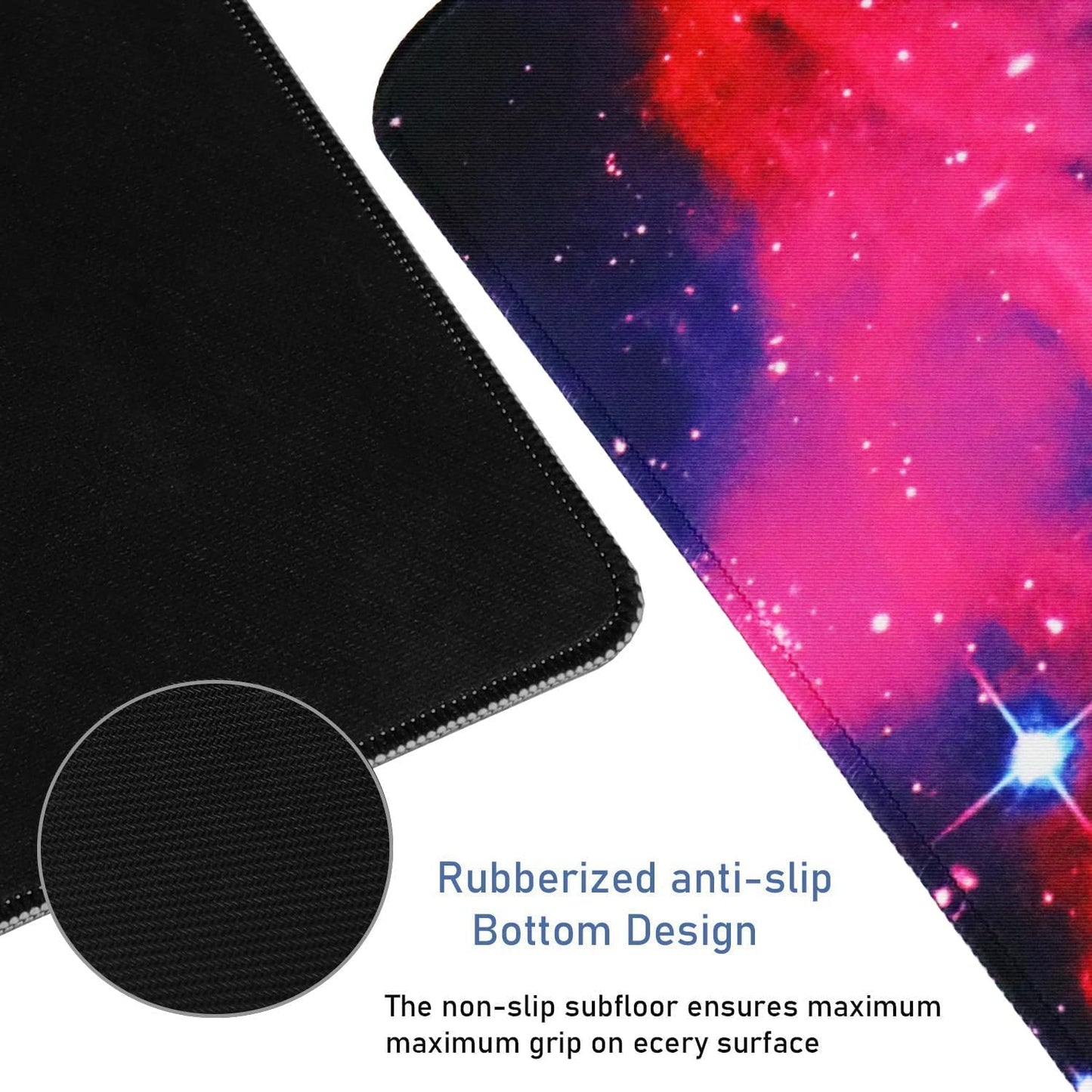 Large Extended Gaming Mouse Pad with Stitched Edges, (31.5X15.7In) Durable Non-Slip Natural Rubber Base, Waterproof Computer Keyboard Pad Mat for Esports Pros/Gamer/Desktop/Office/Home, Galactic Blue