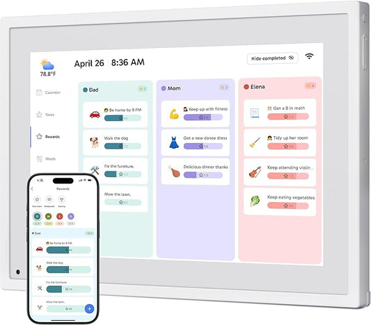 Digital Calendar Touch Screen 10 Inch, Electronic Calendar Chore Chart for Family Monthly/Weekly/Daily Planner, Smart Calendar for Home Organization, Desk Mount and APP Control