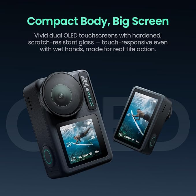 Xtra Pro Action Camera, 4K Vlogging Camera with 1/1.3'' Sensor, 65ft Waterproof, Night View & Stabilization for Cycling, Diving, Sports Shooting