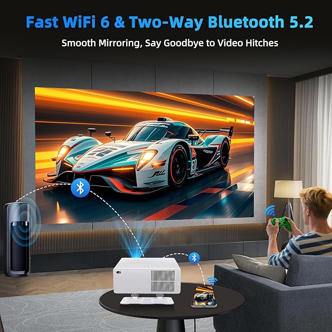 [Licensed and Autofocus]4K Smart Projector,Projector with WiFi and Bluetooth, 1200 ANSI lumens, Autofocus，Dolby Audio,Portable Smart Projector,Outdoor Projectors HDR10+