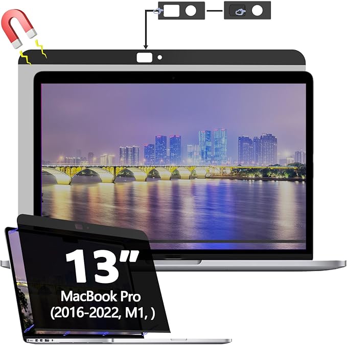 Magnetic Macbook pro 13 inch privacy screen Protector,Removable Privacy Screen Filter for MacBook Air 13 inchs(2016-2022,M1),-Anti-Spy/Anti Fingerprint/Anti Blue Light/Anti-Glare/Bubble Free
