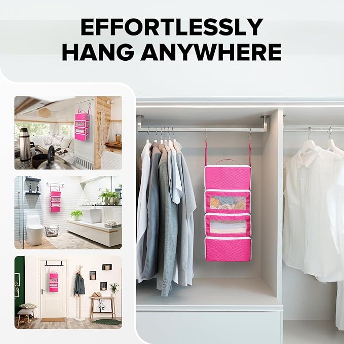 Suitcase Organizer, Travel Luggage Organizer Hanging Shelves Packing Cube Closet/Collapsible Portable Travel Organizer for Carry-on