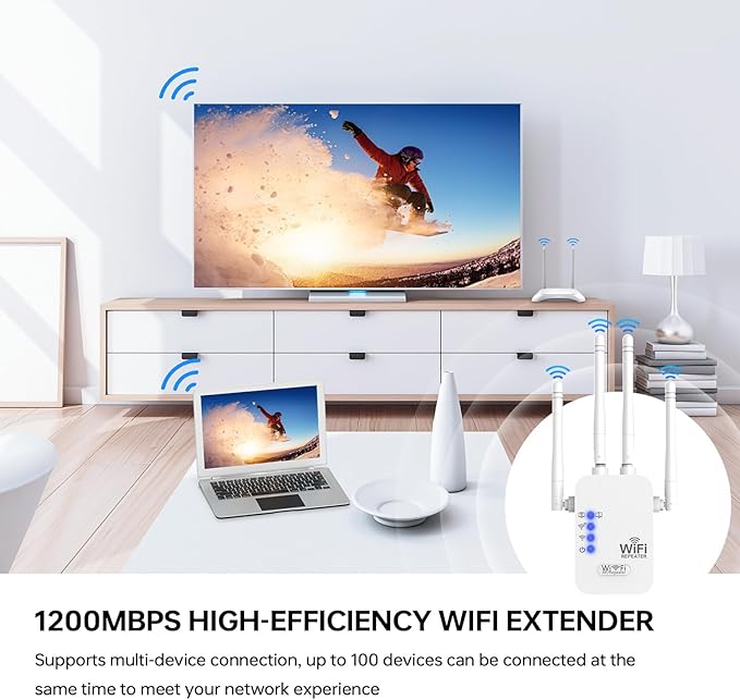 WiFi Extender, WiFi Extenders Signal Booster for Home Up to 9000 sq.ft 5G/2.4G, WiFi Range Extender, Wireless Repeater, Long Range Amplifier with Ethernet Port, Alexa Compatible