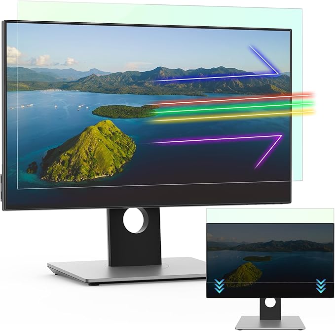 [2-Pack] 27 Inch Anti Blue Light Anti Glare Computer Screen Protector for 16:9 Widescreen Monitor, Removable Anti-Scratch Anti-UV Blocking Screen Filter, Eye Protection Reduce Eye Fatigue and Strain