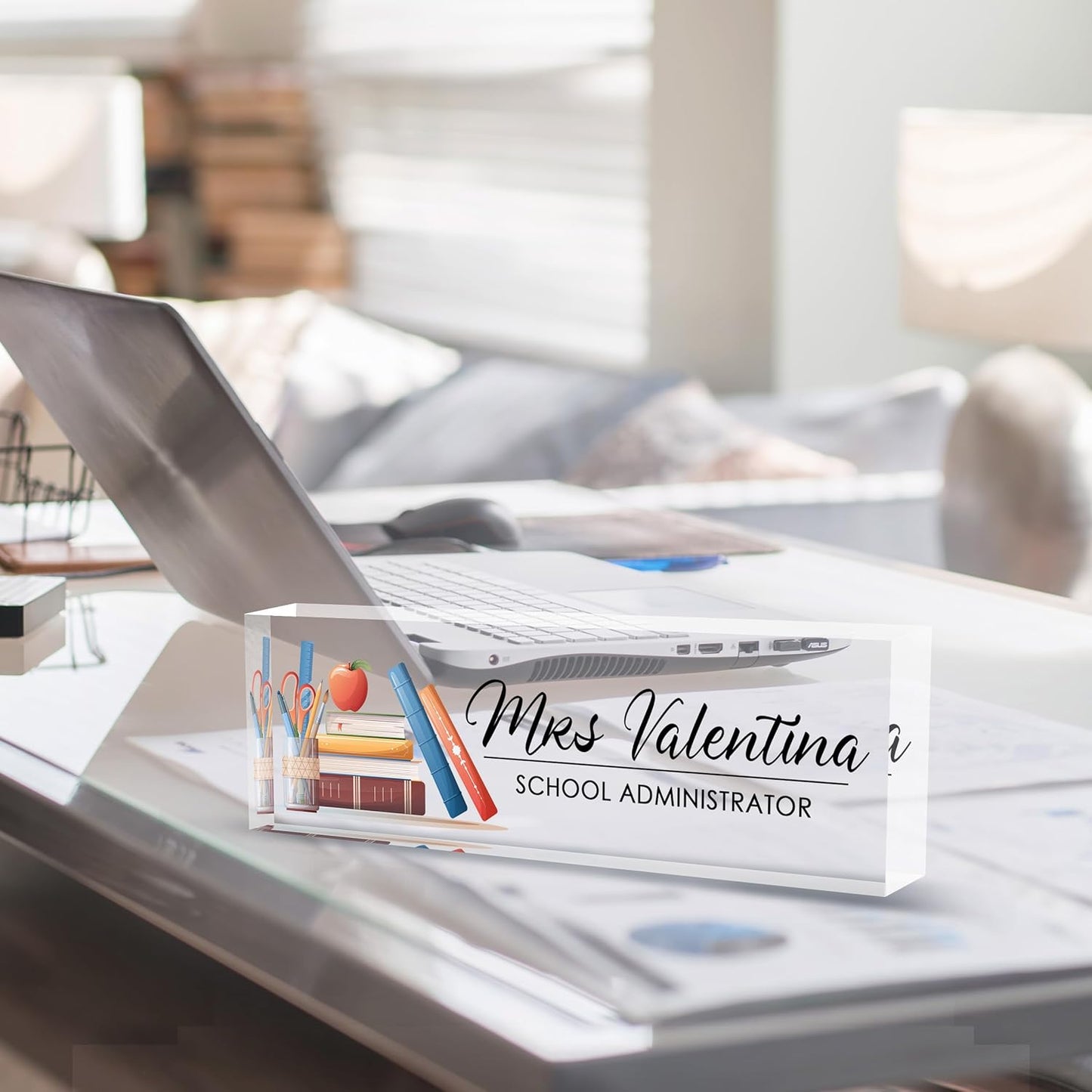 Custom Teacher Name Plate for Desk | Personalized Desk Acrylic Name Plate Office Accessories | Personalized Teacher Appreciation Gifts (C-For Teacher 1)