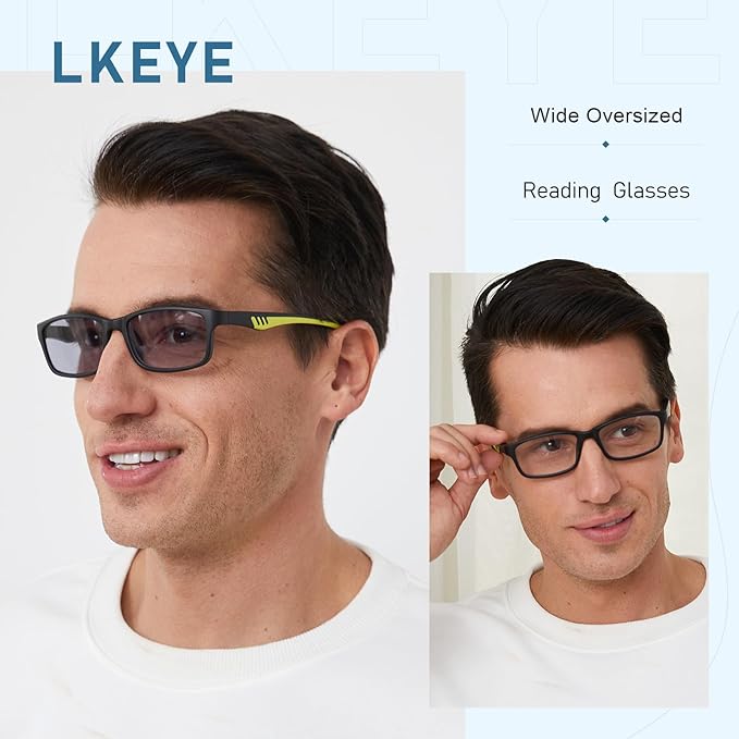 Sport Reading Glasses Men Photochromic Lens Blue Light Blocking Computer Reader Wide Style Spring Hinge Eyeglass LK6082