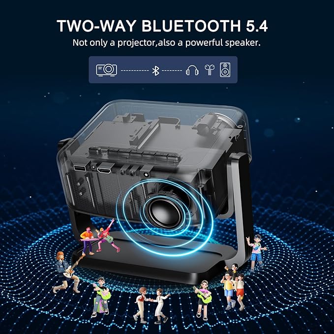 Mini-Projector with WiFi and Bluetooth: [1000 ANSI/360°Adjustable Stand/Electric Focus/Auto Keystone] Portable-Movie-Outdoor-Ceiling-Projector, ONOAYO Upgrade 1080P Proyector for Phone/Home Theater