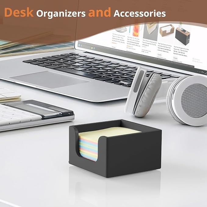 Sticky Note Holder, Post It Note Dispenser for Office Desk Accessories, Self Stick Note Pad Holder, Memo Pad Holder Dispenser Organizer for School Office Desk Supplies, Black