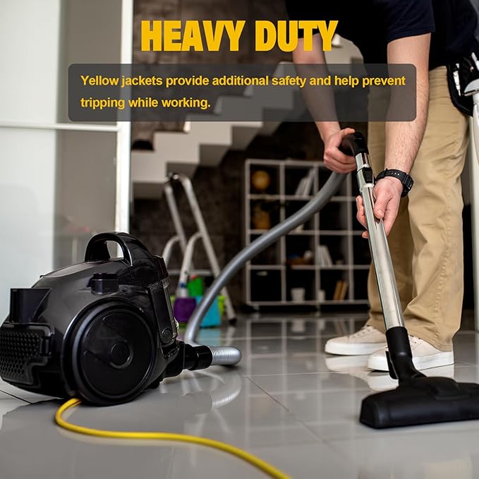 EP 2 Pack 1 ft Lighted Extension Cord - 12/3 SJTW Heavy Duty Yellow Extension Cable with 3 Prong Grounded Plug - 15AMP Power Cord for Lawn, Garden, Appliances