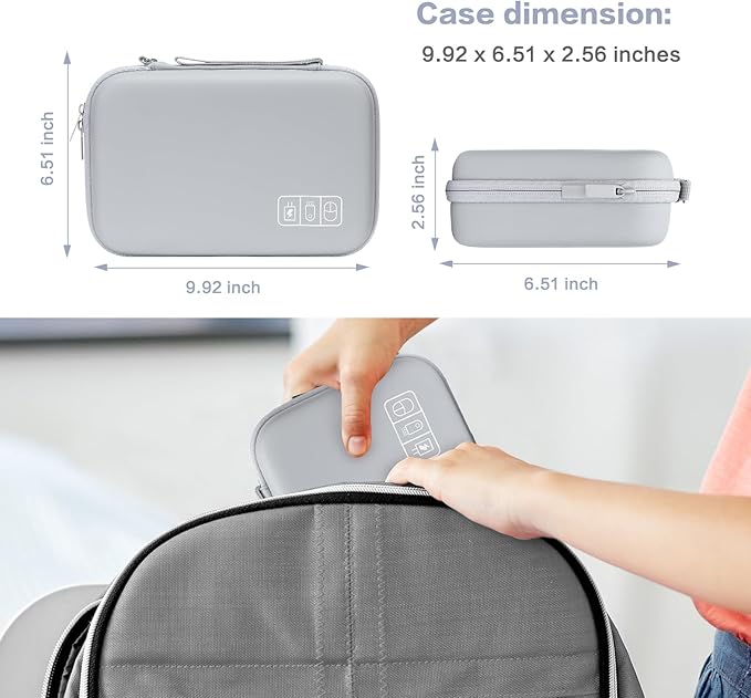 MOSISO Electronic Organizer Travel Case Compatible with MacBook Power Adapter, Compatible with Magic Mouse & Pencil, SD Card, USB Flash Disk with 4 Modular Insert & 2 Cable Tie & Snap Hook, Gray