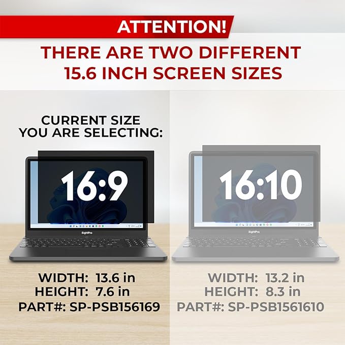 15.6 Inch 16:9 Laptop Privacy Screen Filter - Computer Monitor Privacy Shield and Anti-Glare Protector