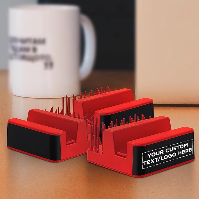DISCOUNT PROMOS Custom Light Up Logo Phone Stands Set of 100, Personalized Bulk Pack - Essential Smartphone Accessory, Perfect for Office and Home - Red