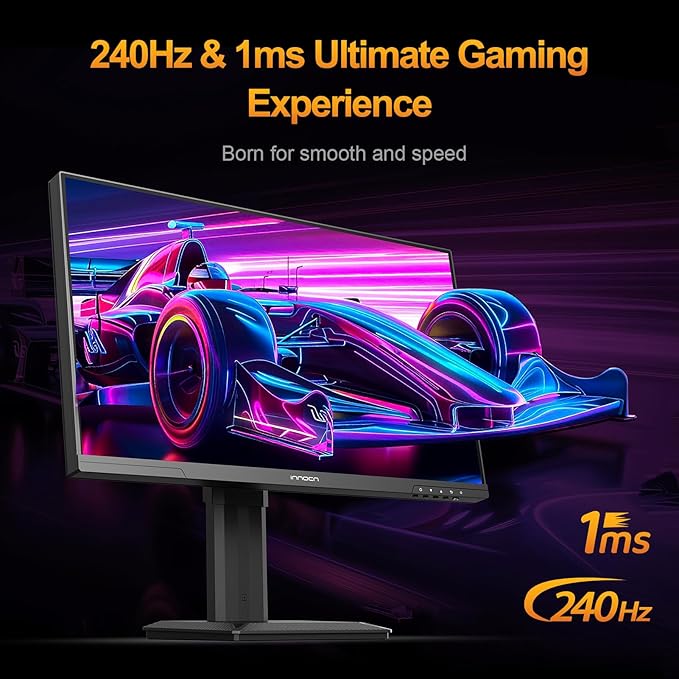 INNOCN 24.5" 2K QHD 2560 x 1440P 240Hz Monitor, Gaming Console Ready, Mini-LED Precisely Local Dimming, Monitor for Mac, HDMI 2.1, DP 1.4, Height Pivot Adjustable Stand, Black - 25M2S