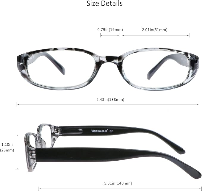 VisionGlobal 4 Pairs Reading Glasses with Spring Hinge, Blue Light Blocking Glasses for Women/Men (4 Color,+1.25 Magnification)4 Count (Pack of 1)