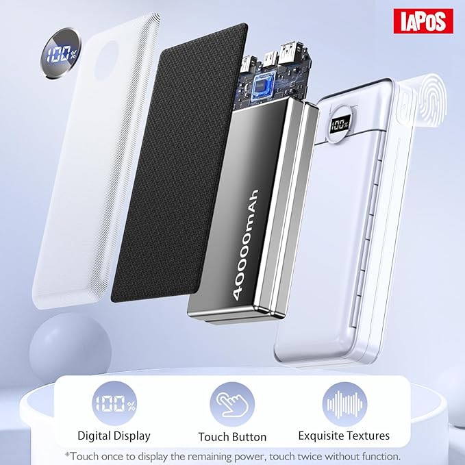 Portable Charger 40000mah Power Bank, USB-C (22.5W) Fast Charging Battery Pack Portable Phone Charger for iPhone 16 Pro/16/15/14/13 Series, Android Samsung Galaxy, Battery Bank for Travel Camping