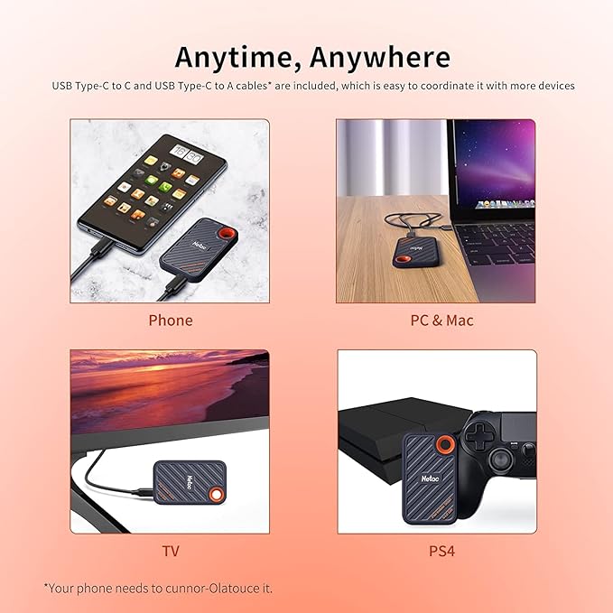 Netac 2TB Extreme Portable NVMe SSD Up to 2000MB/s Read 1700MB/s Write Speed USB 3.2 Gen.2 Business Travel Drive Essential External Solid State Drives Supports Win to Go, ZX20