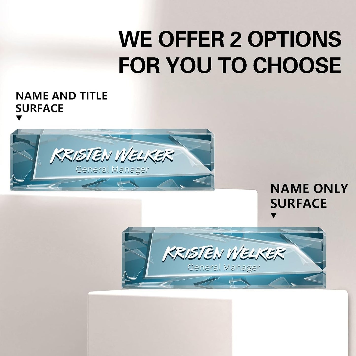 Gowellly Desk Name Plate Personalized - Custom Acrylic Name Plate for Desk - Enterprise Custom Logo/Text nameplates - Employee Appreciation Gifts (Broken Glass-1)