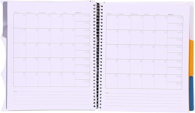 Mintra Office Durable PREMIUM Spiral Notebook, ((White, 3 Subject, 8.5in x 11in)), Fabric Covered Coils, No Snags, Removable Adjustable Pocket Dividers, Ruler, Organization, Customizable