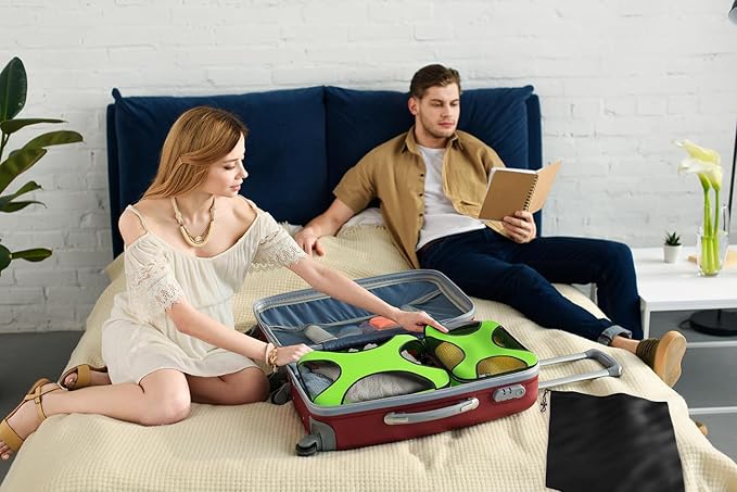 Shacke Premium 5 Packing Cubes Set - Lightweight Mesh Travel Luggage Organizers with Laundry Bag, 5-Piece Suitcase Storage System (Green Grass)