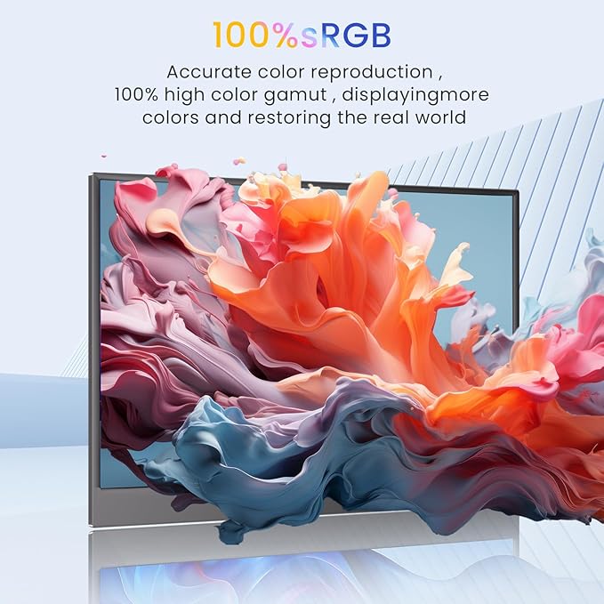 Portable Monitor for Laptop, 14" HDMI USB-C IPS External Screen, Built-in Dual Speakers Gaming for Laptop PC Display with Stand, Plug & Play,Lightweight Small Monitor for On-The-Go Use,Black