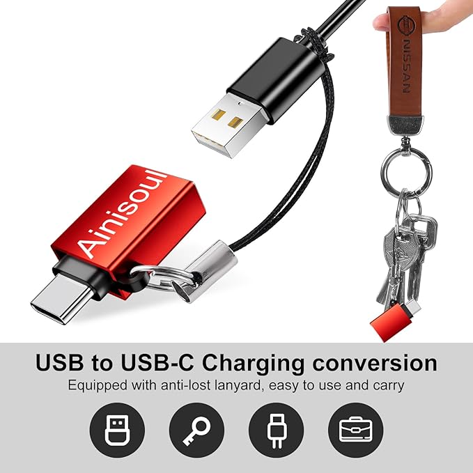 USBC to USB Adapter 8 Pack,USB C to A Adapter,USBC to USBA Cable Converter,USBC Converter for iPhone 16 15,MacBook Pro,iPad Pro and More,Red