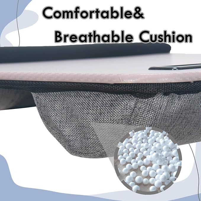 Portable Laptop Desk Fits Up to 16“ Laptops, with Tablet Slot, Built-in Cushion, Great for Home & Office,Lap Desk for Laptop,Lap Desk with Cushion (Grey Violet with Wrist Rest, Medium)