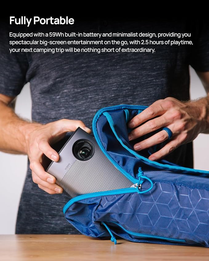 XGIMI Halo+ GTV NEW Portable Projector, Google TV with Licensed Netflix, 700 ISO Lumens, 2 x 5W Harman Kardon Speakers, Auto Focus, ISA, Wi-Fi, Built-in Battery with 2.5 Hours Playtime