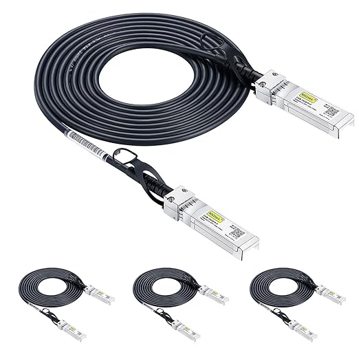 10Gtek 10G SFP+ DAC Cable - 10GBASE-CU Passive Direct Attach Copper Twinax SFP Cable for Cisco SFP-H10GB-CU3M, Meraki MA-CBL-TA-3M, Ubiquiti UniFi, Netgear, Fortinet, 3-Meter(10ft), 4-Pack