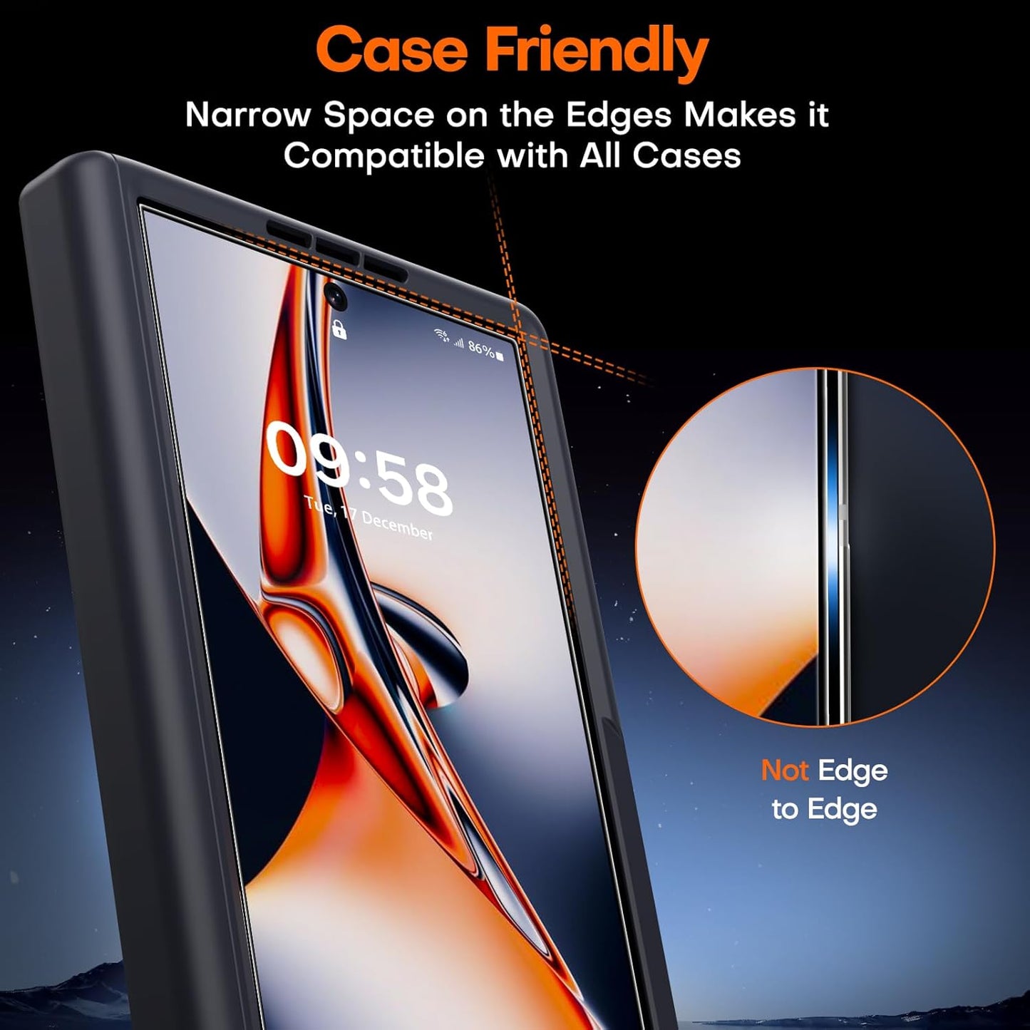 TOCOL for Samsung Galaxy Z Fold 7 Screen Protector 9H Hardness Military Grade Shatterproof HD Tempered Case Friendly Glass 2 Pack