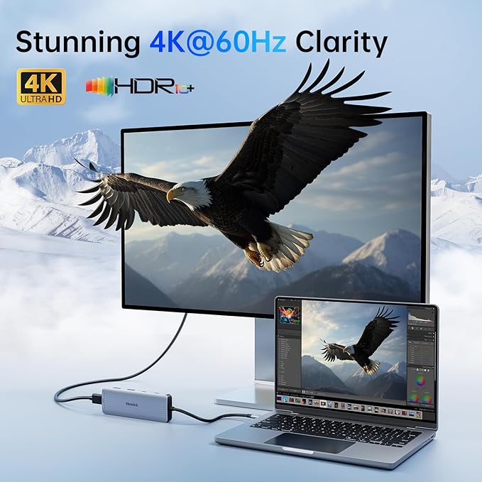 USB C Hub Multiport Adapter for MacBook Pro/Air, 10 in 1 USB C Dongle Mac HDMI Adapter, USBC Dock Compatible for iPad Pro, iMac, Dell, HP, Lenovo (4K@60Hz HDMI,SD/TF Card Reader,100W PD, 6 USB Ports)