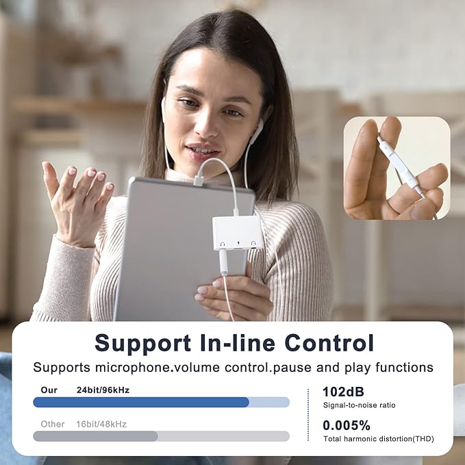 USB C to 3.5mm Audio Adapter, 3 in 1 Aux to USB C Headphone Splitter Dual 3.5mm Audio Jack and PD 60W Fast Charging, Compatible for iPhone 15 16,Galaxy S22 S21/Note 20,Pixel 4 3 XL,Huawei,etc