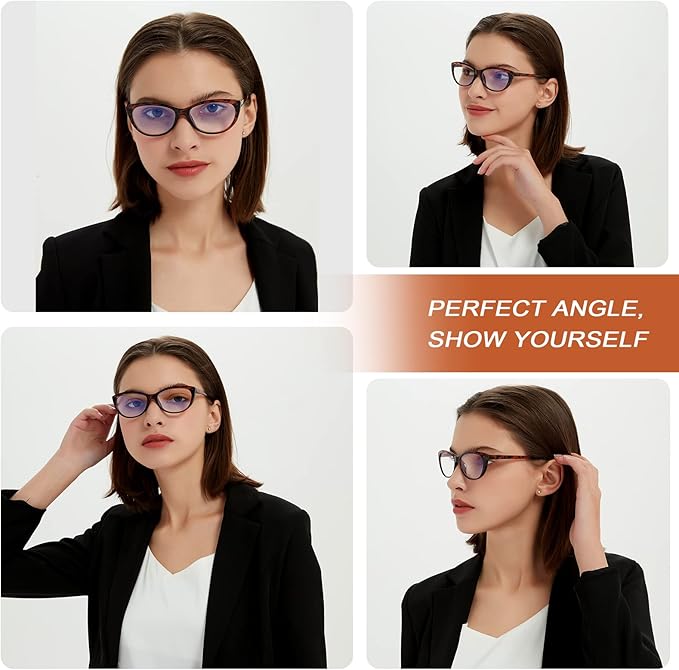 EYEURL 4 Pack Cat Eye Reading Glasses for Women Blue Light Blocking Readers Lightweight Spring Hinge Anti Eyestrain UV Fashion Eyeglasses +0.0