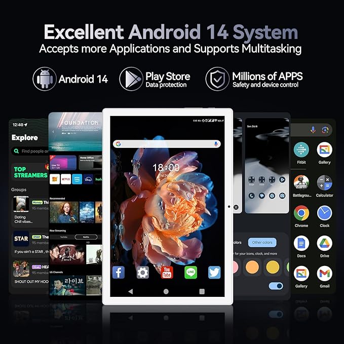 ANTEMPER Android Tablets 10 Inch, 5G WiFi Tablet Mit 8GB RAM+128GB ROM(1TB TF),2 in 1 Tablet with Keyboard Mouse Pen-Octa-Core2.0Ghz | 6000mAh | 1080FHD | 13MP Camera | WLAN GPS OTG Typ-c-Sliver