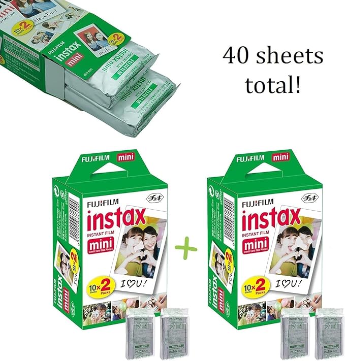 Fujifilm Instax Mini 12 Instant Camera Clay White + Fuji Film Value Pack (40 Sheets) + Shutter Accessories Bundle, Incl. Compatible Carrying Case, Quicksand Beads Photo Album 64 Pockets