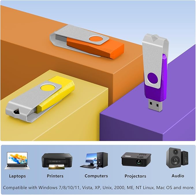 USB Flash Drive 16GB Flash Drives 20 Pack, AGECASH USB 2.0 Thumb Drive 20 Pack Swivel Pendrive Memory Stick Zip Jump Drives Multipack with 20PCS Black Lanyards (Colorful, 16GB)