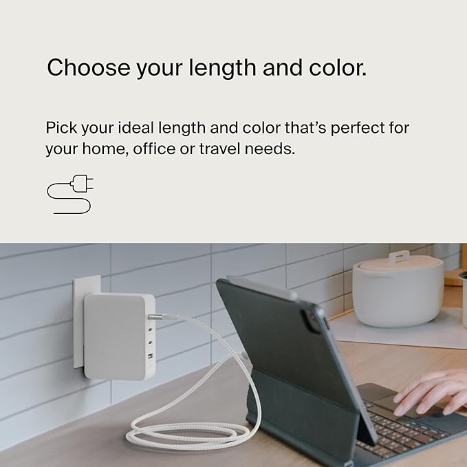 Belkin USB C to USB C Cable, 3.3ft, 240W - Type C Charger, iPhone Charger Cord, Fast Charging for iPhone 17, Galaxy S25, Pixel 10, MacBook, Chromebook, iPad Pro, Switch Steam Deck - White