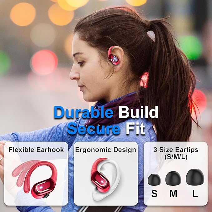 Wireless Earbuds Sport Bluetooth Headphones 5.4, 2025 Bluetooth Earbuds 75Hrs Stereo, 4 HD Mic, Over-Ear Buds with Earhooks ENC Noise Canceling Earphones, IP7 Waterproof Headset for Workout/Running
