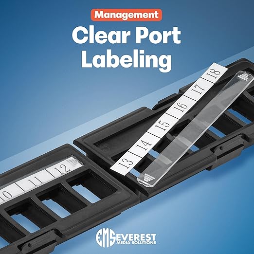 Everest Media 12-Port Keystone Patch Panel (2-Pack) - Removable 6-Port Panels - with 89D Wall Mount Bracket - Vertical/Horizontal Installation - 8 Blank Keystone Jack Inserts Included