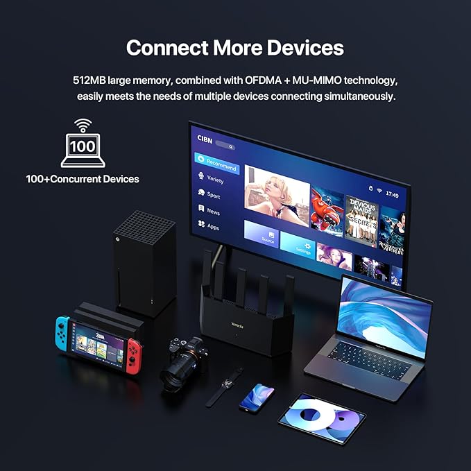 Tenda BE5100 Dual Band WiFi 7 Router (RE6L Pro) – 1x2.5G + 3x1G Ports, Easy Setup, Security Protect, Parental Control, Access Point Mode, Vertical Design, MLO, VPN, NFC