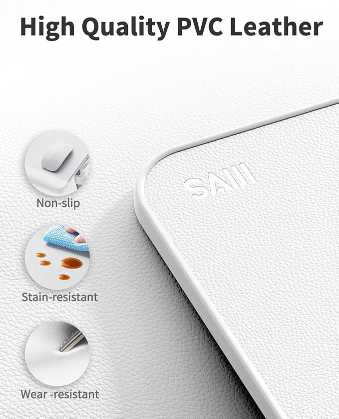 SAIJI Laptop Bed Tray Table, Adjustable PVC Leather Laptop Bed Table, Portable Standing Desk with Storage Drawer, Foldable Lap Tablet Table for Sofa Couch Floor (Large,White)