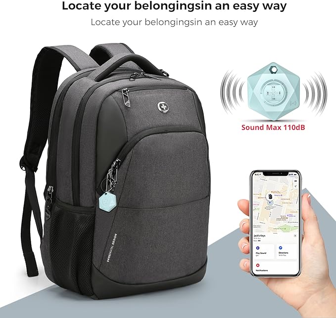 Swissdigital Design Business Laptop Backpack, College Laptops Backpack with USB Charging Port for Men and Women Fits 16 Inch Notebook, Grey | ANDWIL