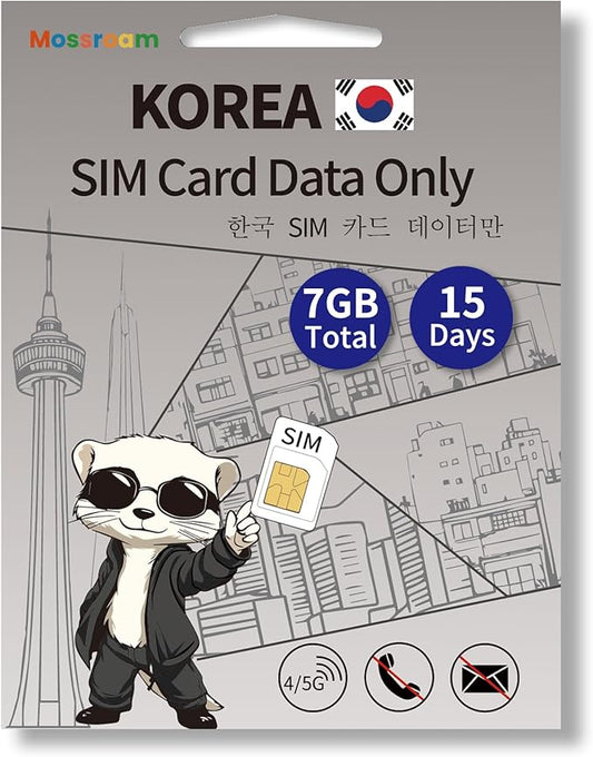 Korean SIM Card-High Speed 4/5G LTE for Fast Browsing,15 Days Plan,7GB Prepaid Data Total, 3 in 1 SIM Card for Korea Business Travelers