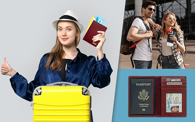 Personalized Monogrammed Merlot Leather RFID Passport Wallet and 2 Luggage Tags