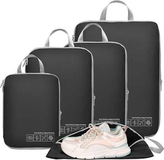 Cambond Compression Packing Cubes for Travel Women - Travel Bags Luggage Organizers Travel Essentials Compression Cubes for Travel Carry on Suitcases Organizer