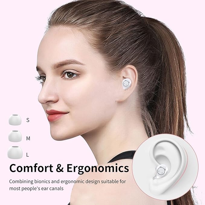 Bluetooth Earbuds Pink Wireless Earbud for Kids 36H Playtime IPX5 Waterproof Noise Reduction Cordless Girls Headphones USB-C LED Display Cartoon Kids Earphones