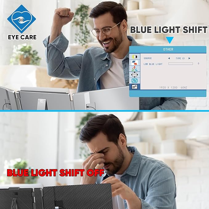 15.6" Laptop Screen Extender, FHD 1080P IPS Portable Monitor for Laptops 12~18.5 inch, Triple Screen Laptop Monitor Extender Display, Plug & Play with USB-C HDMI for Windows/MacBook/PS5/Switch/PS4