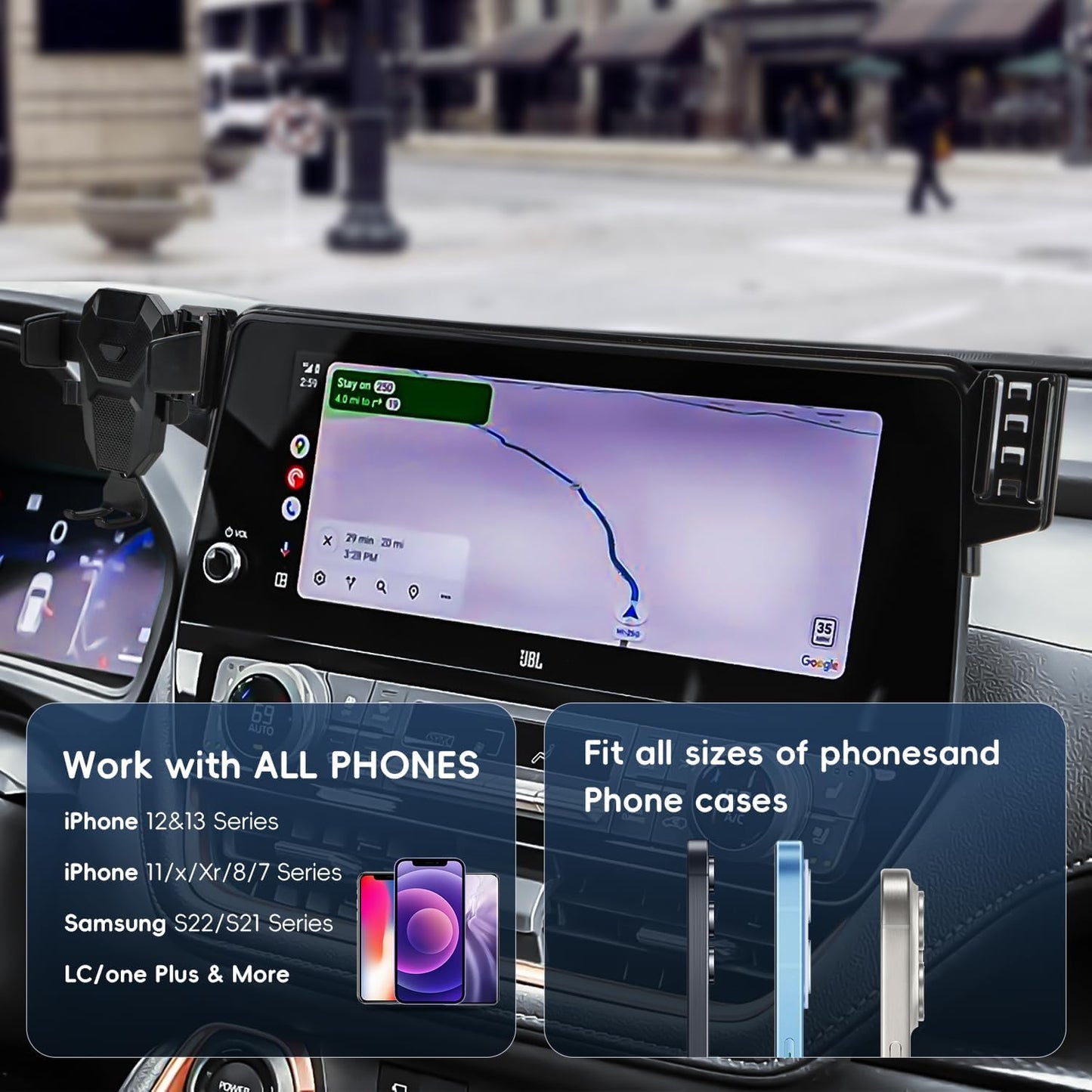 auovo Car Phone Holder Compatible with Toyota Grand Highlander 2024 2025 2026 Accessories Screen Phone Mount Cell Phone Automobile Cradles Hands-Free 360 Degree Rotation