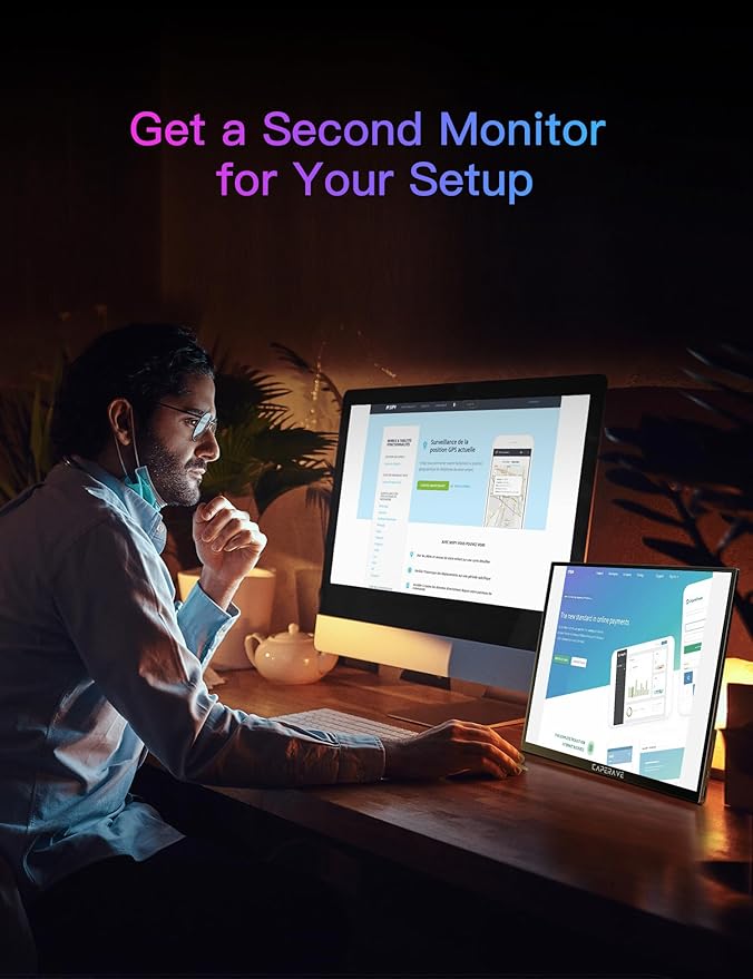 Portable Monitor for Laptop, Ultra Slim 15.6'' 1080P FHD Travel Monitor with Kickstand & Speaker, USB C HDMI, Gaming External Screen for Computer Laptop PC Mac Phone Xbox Switch PS5/4