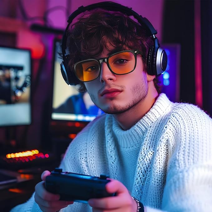 Blue Light Glasses for Woman Men | 99% Blue Light Blocking Glasses | Computer Glassess | Night Driving | Gaming | TV Phone Screen Reader Square Frame | Anti Eyestrain & UV Glare Protection