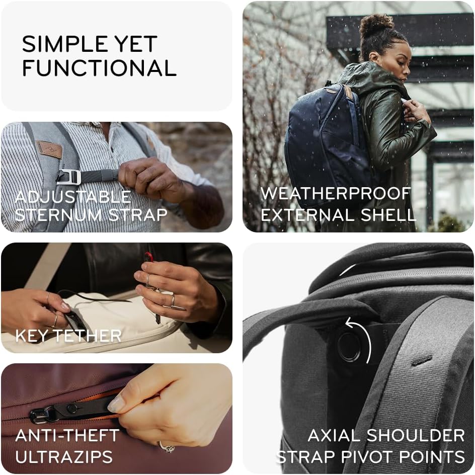Peak Design Everyday Backpack Zip 20L, Kelp, 270-Degree Zip, Dual Side Pockets, FlexFold Dividers, Fits 15" Laptop, For Camera Carry, Daily Commutes or Travel, Versatile Backpack for Men and Women